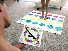 Teen girl Riley Reed is playing strip twister